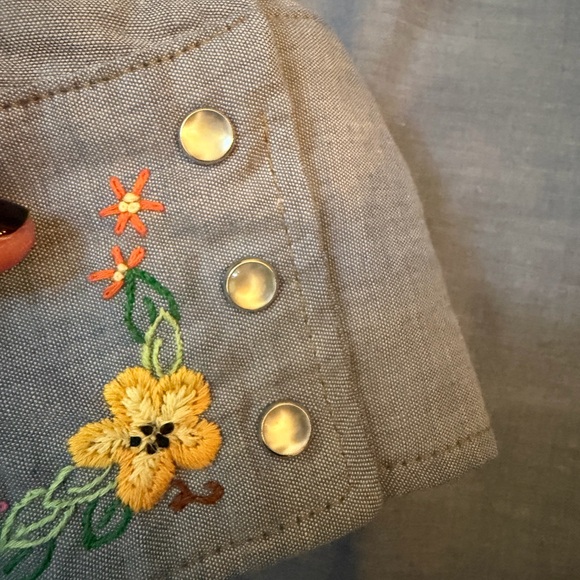Vintage Sears Chambray Embroidered Western Shirt with Pearl Snaps sz M - Picture 14 of 14